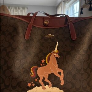 Coach Brown Unicorn Tote Bag
